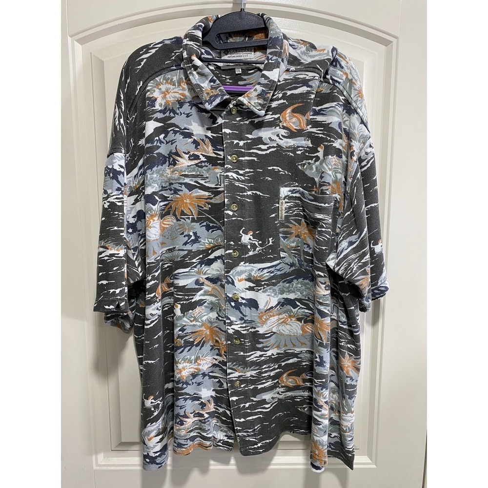 Vintage Columbia Hawaiian Print Shirt Men's XXL 100% Cotton Short Sleeve Floral